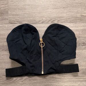 Silence + Noise Black Top with Rose Gold Zipper